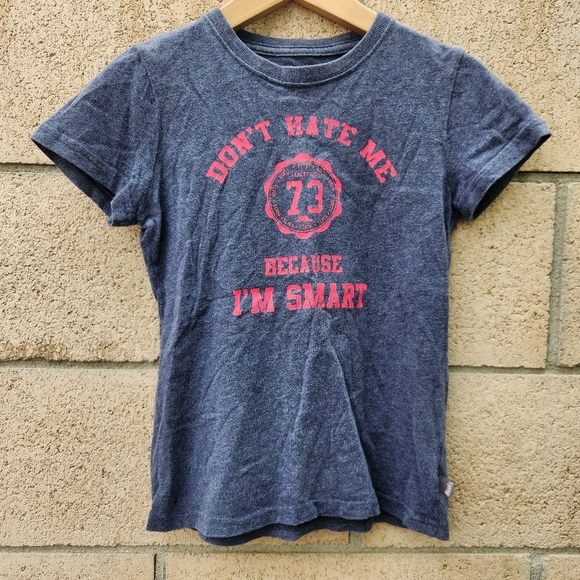 Roots Kids Canada Don't Hate Me Because I'm Smart T-Shirt Size 7-8 yrs Blue - Picture 1 of 8